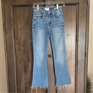 Frame Denim Women's Blue Flare Jeans with Frayed Hem